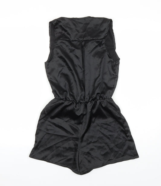 Boohoo Womens Black Polyester Playsuit One-Piece Size 4 L3 in Pullover