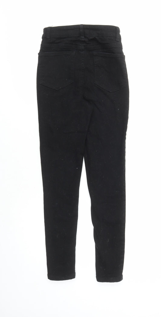 New Look Womens Black Cotton Skinny Jeans Size 6 L27 in Regular Zip - Pockets Short Leg