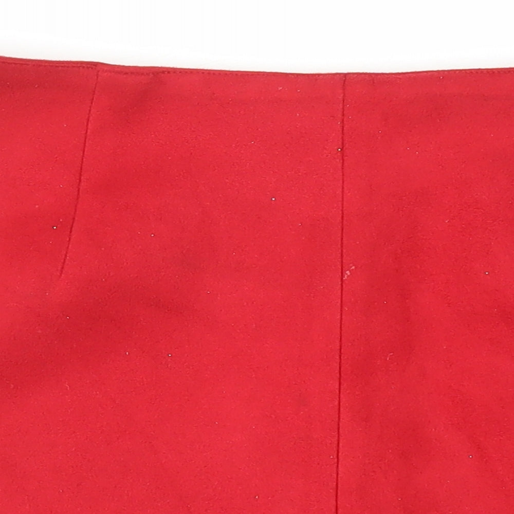 Bershka Womens Red Polyester A-Line Skirt Size M Button