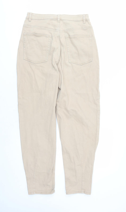 Divided by H&M Womens Beige Cotton Tapered Jeans Size 12 L27 in Regular Zip - Pockets