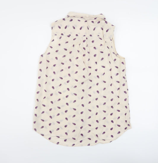 Womens UK Size 8 H&M Ivory Basic Button-Up