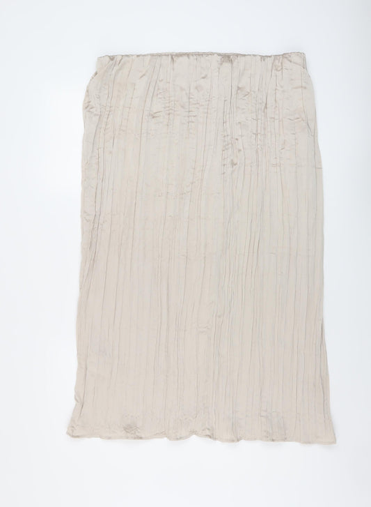 H&M Womens Beige Polyester Pleated Skirt Size 2XL