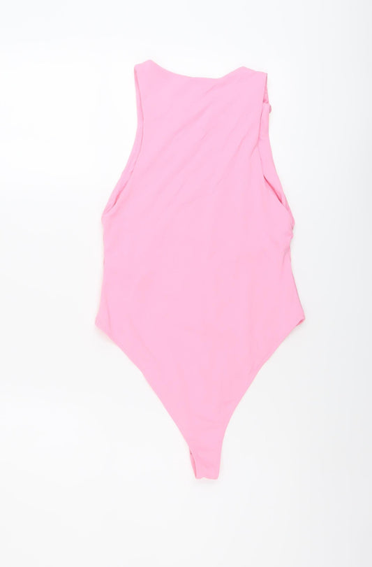 Zara Womens Orange Polyamide Bodysuit One-Piece Size M Snap