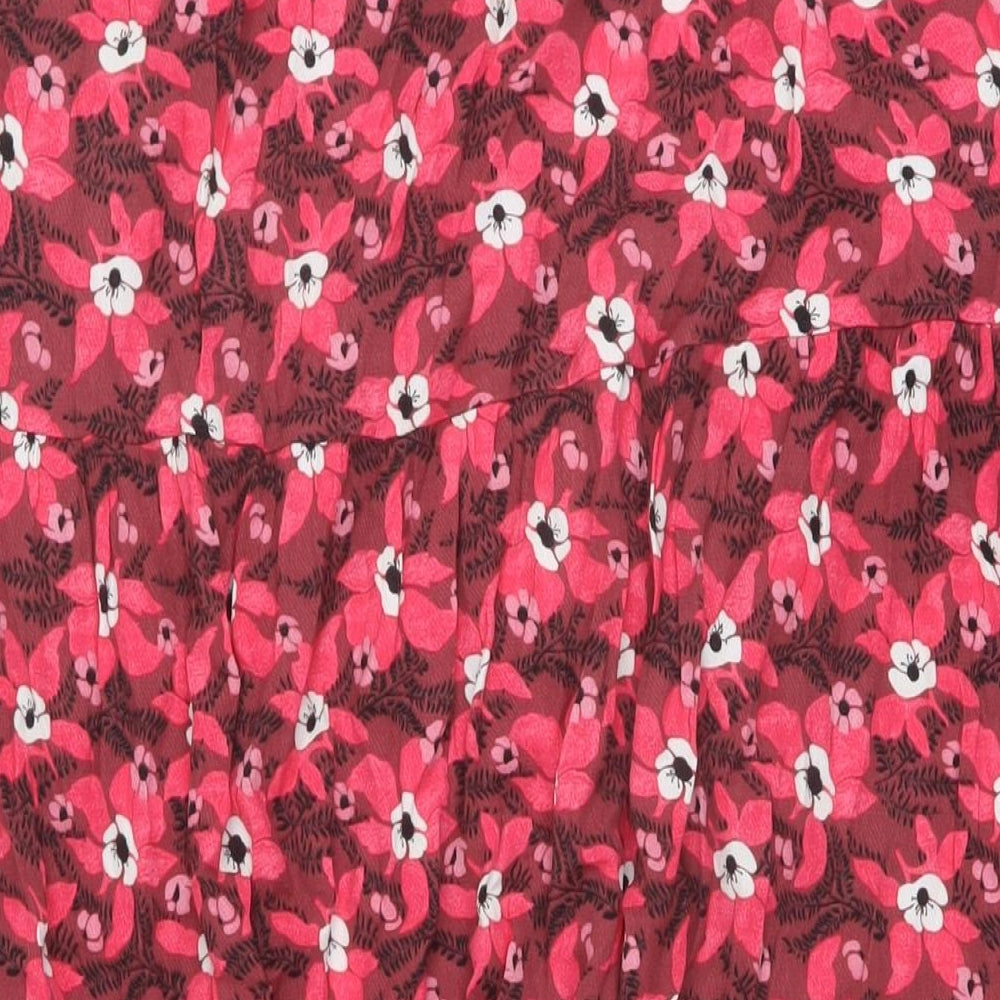 Per Una Womens Pink Floral Viscose A-Line Skirt Size 12 Drawstring