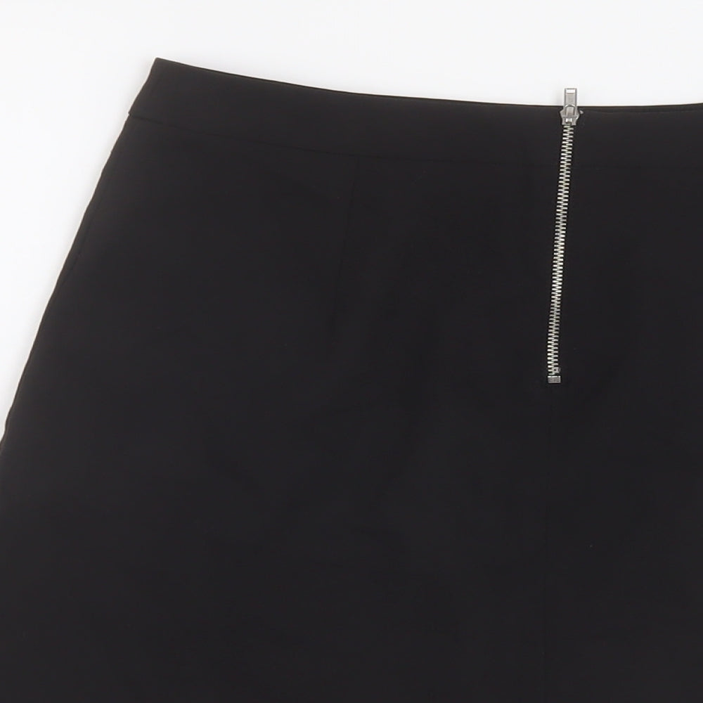 ASOS Womens Black Polyester A-Line Skirt Size 10 Zip