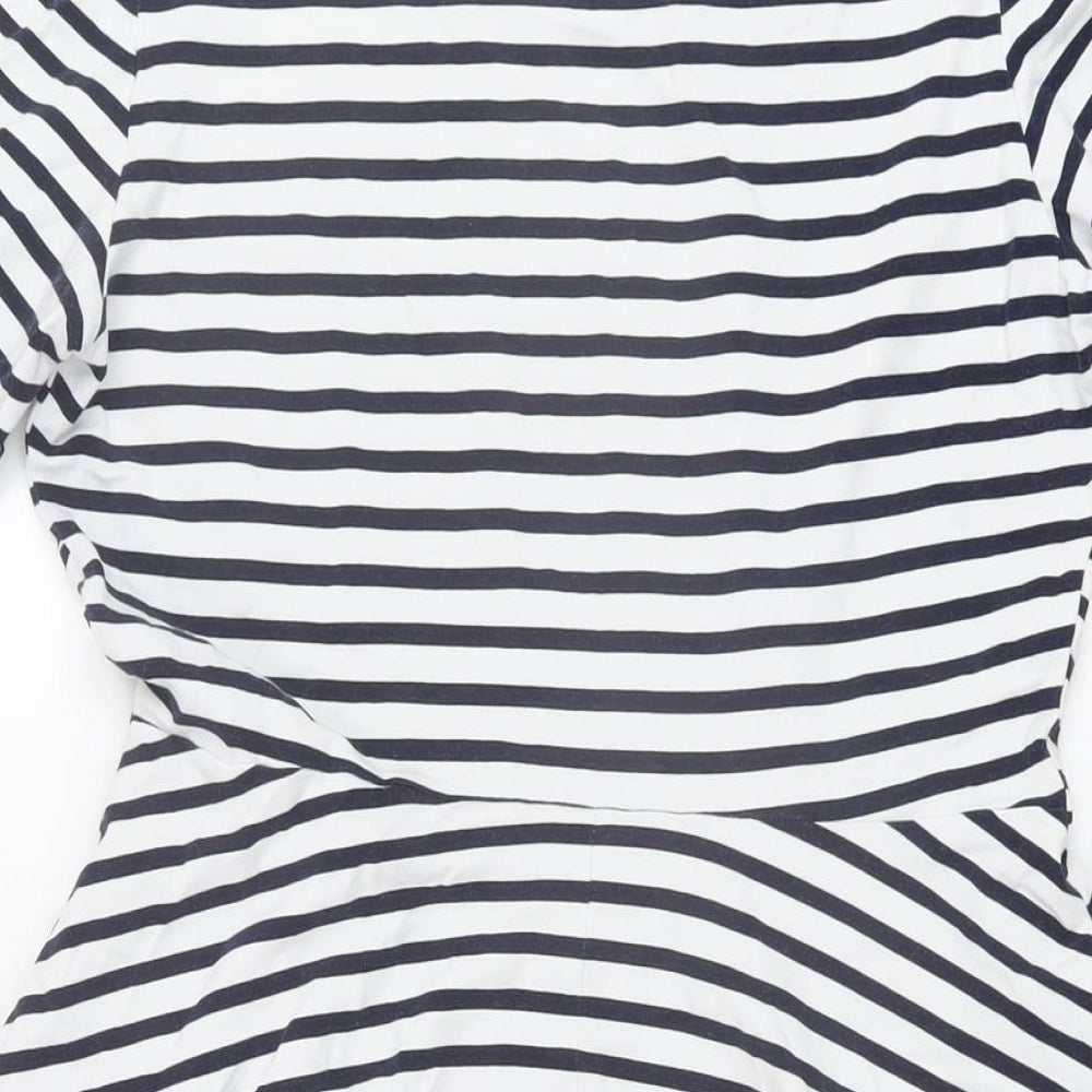 Dorothy Perkins Womens Blue Striped Cotton A-Line Size 12 Round Neck Pullover