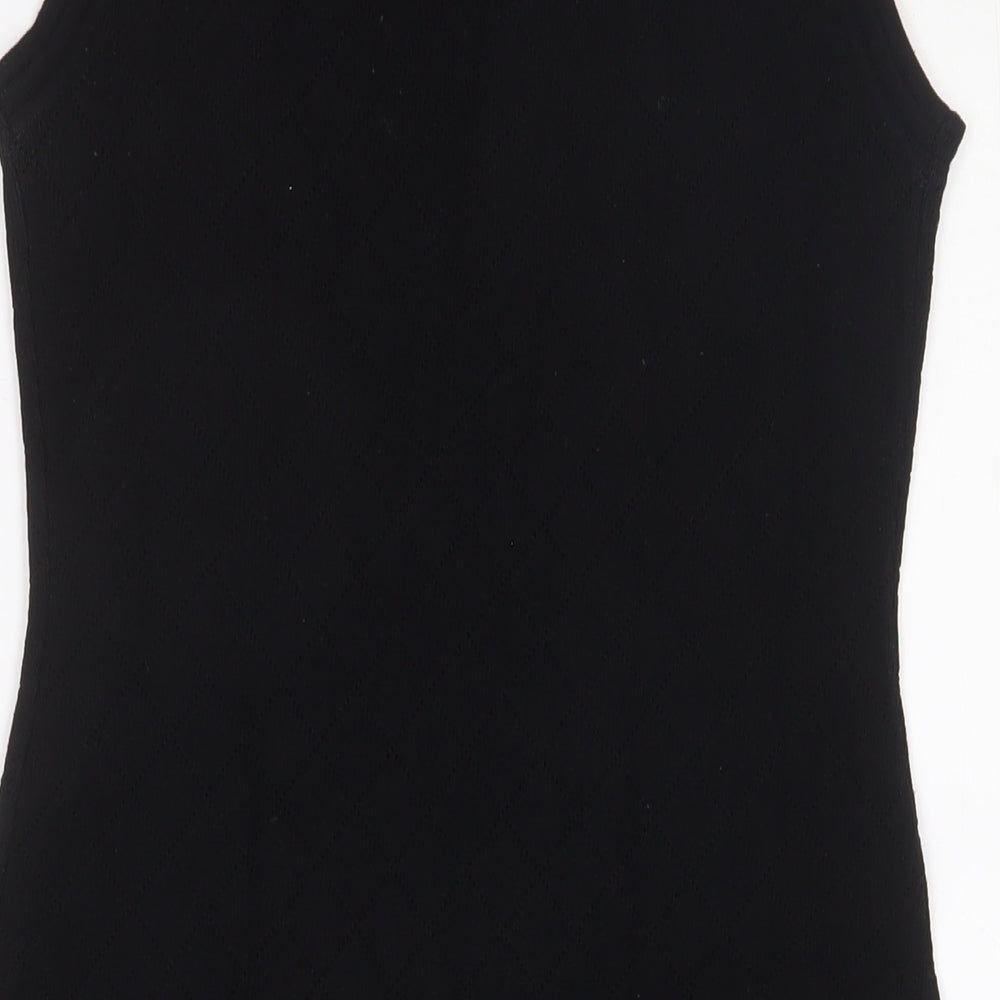 Yu & Me Paris Womens Black Acrylic Jumper Dress Size S Crew Neck Pullover - S/M