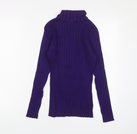 Abollria Womens Purple V-Neck Acrylic Pullover Jumper Size S