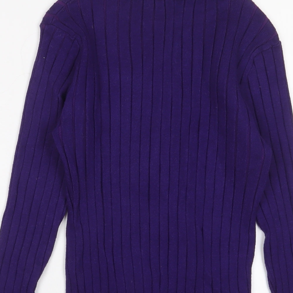 Abollria Womens Purple V-Neck Acrylic Pullover Jumper Size S