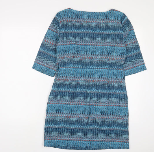 Lily & Me Womens Blue Cotton A-Line Size 10 Scoop Neck Zip