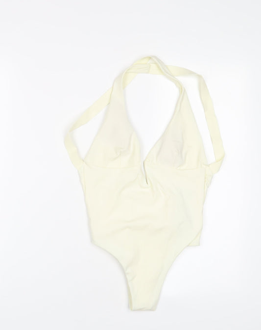 Womens UK Size S Zara One-Piece Beige Bodysuit