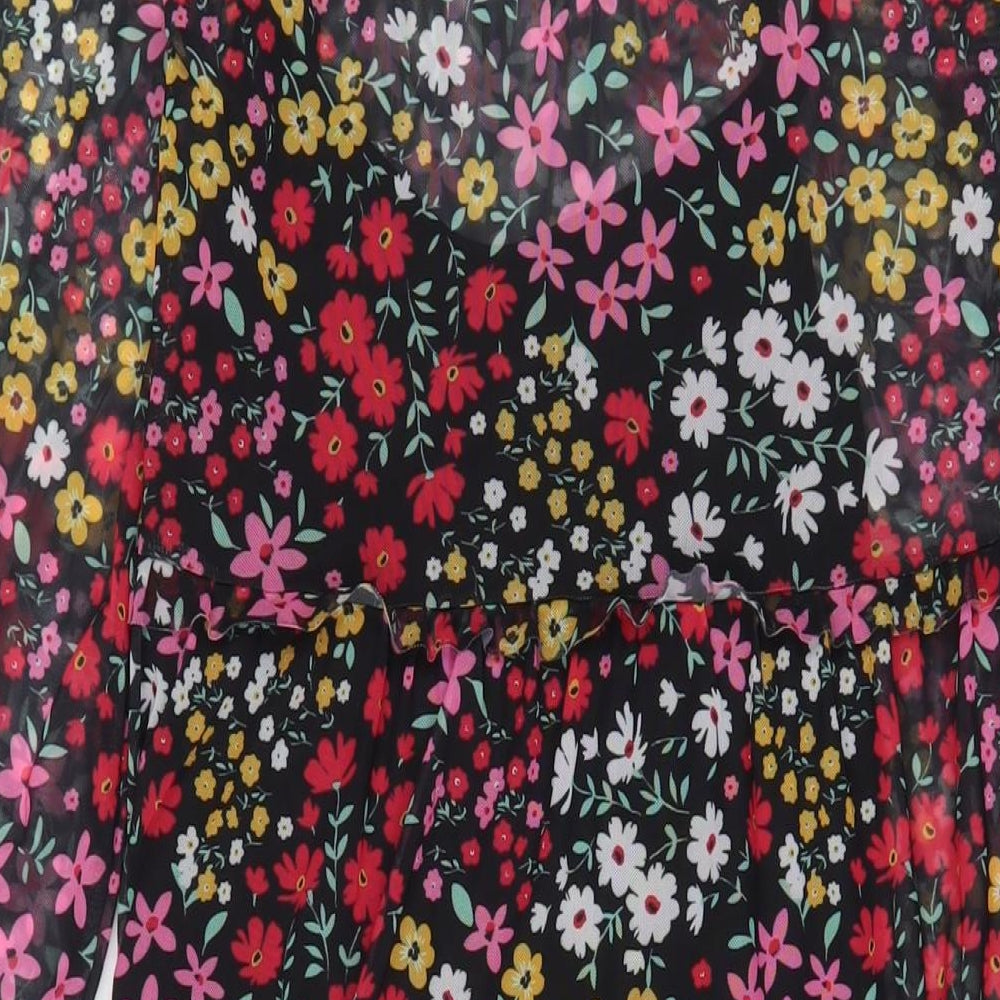 NEXT Womens Multicoloured Floral Polyester A-Line Size 10 Crew Neck Button