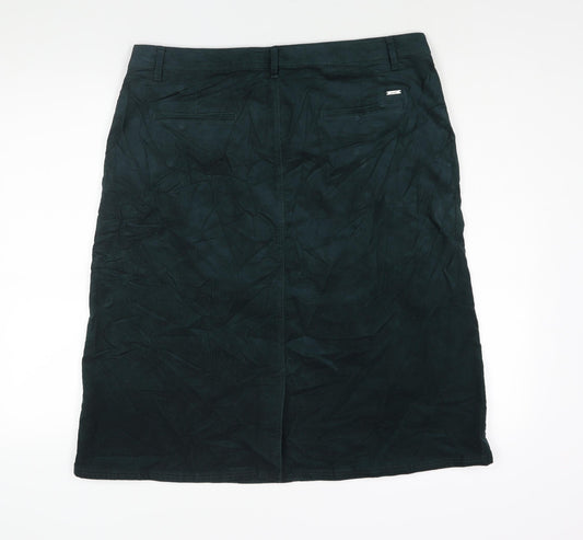Per Una Womens Green Cotton A-Line Skirt Size 36 in Zip