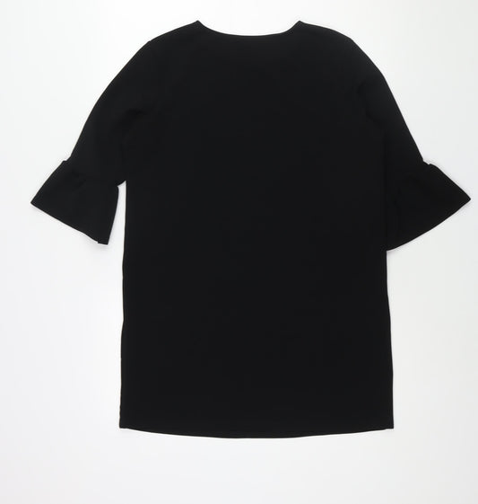 Boohoo Womens Black Polyester Mini Size 12 Round Neck Pullover