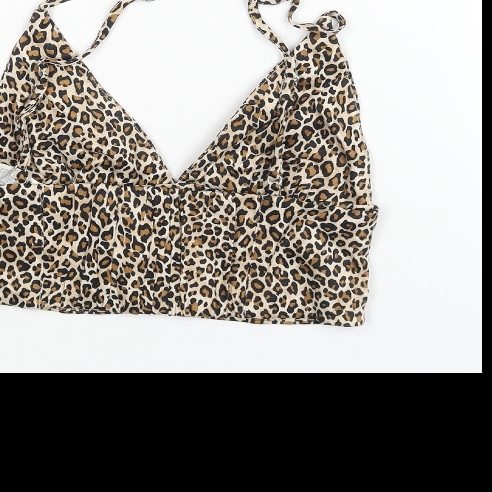 Womens UK Size S Zara Brown Cropped Blouse