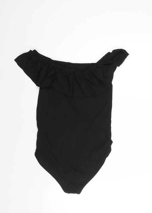 Only Womens Black Viscose Bodysuit One-Piece Size S Snap - Frill