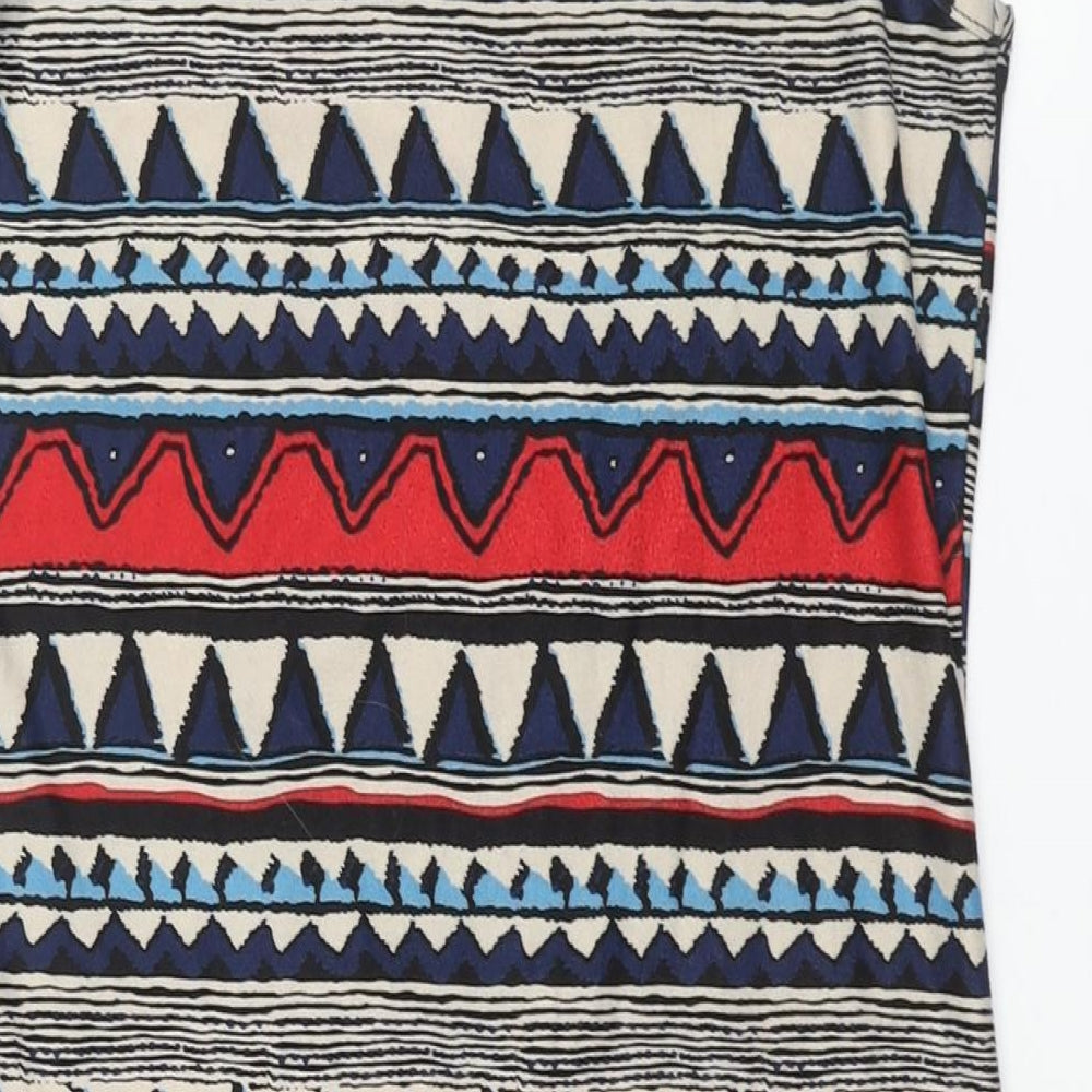 Pussycat London Womens Multicoloured Geometric Polyester Pencil Dress Size 10 Round Neck Pullover