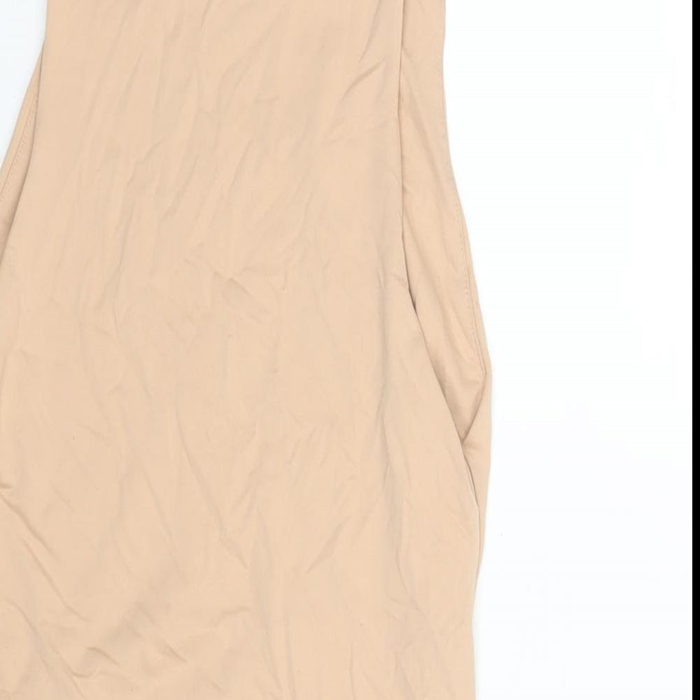 Zara Womens Beige Polyamide Bodysuit One-Piece Size M Snap