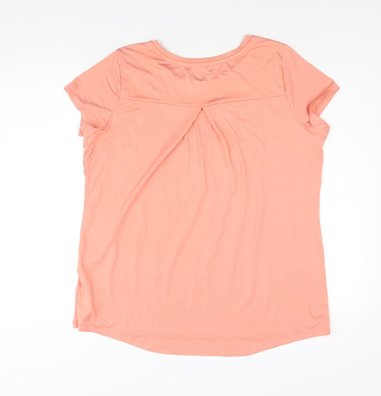 Marks and Spencer Womens Pink Polyester Basic T-Shirt Size 18 Round Neck Pullover