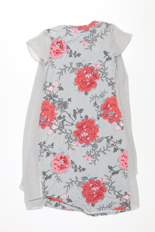 RJR.John Rocha Womens Grey Floral Viscose Shift Size 10 Cowl Neck Pullover