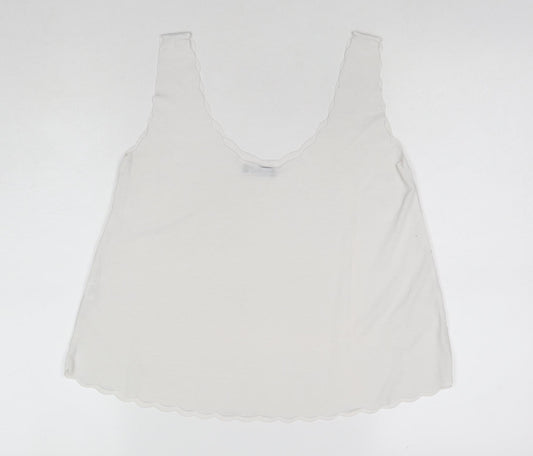 Boohoo Womens White Viscose Basic Tank Size M Scoop Neck