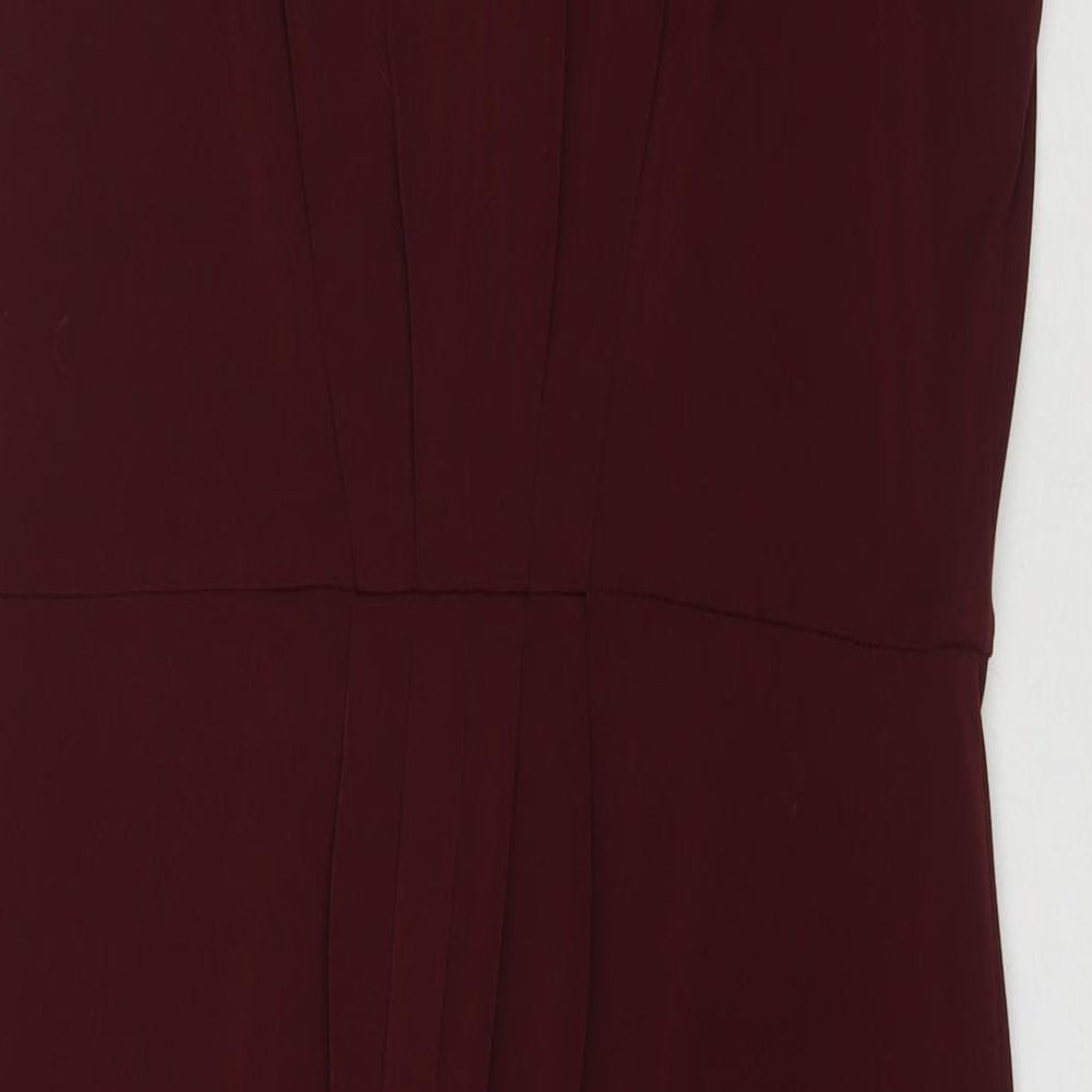 Marks and Spencer Womens Brown Polyester A-Line Size 14 V-Neck Pullover