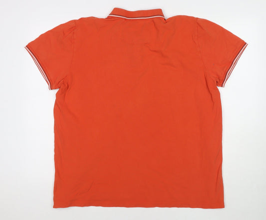 Easy Mens Orange Cotton Polo Size 2XL Collared Pullover