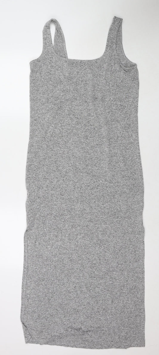 ASOS Womens Grey Viscose Tank Dress Size 10 Scoop Neck Pullover - Side Slit(s)