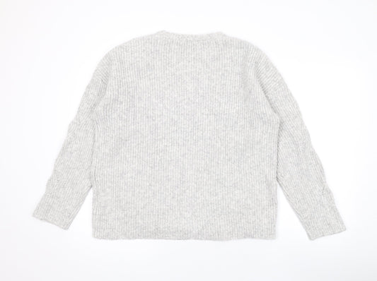 Damart Womens Grey V-Neck Acrylic Cardigan Jumper Size S