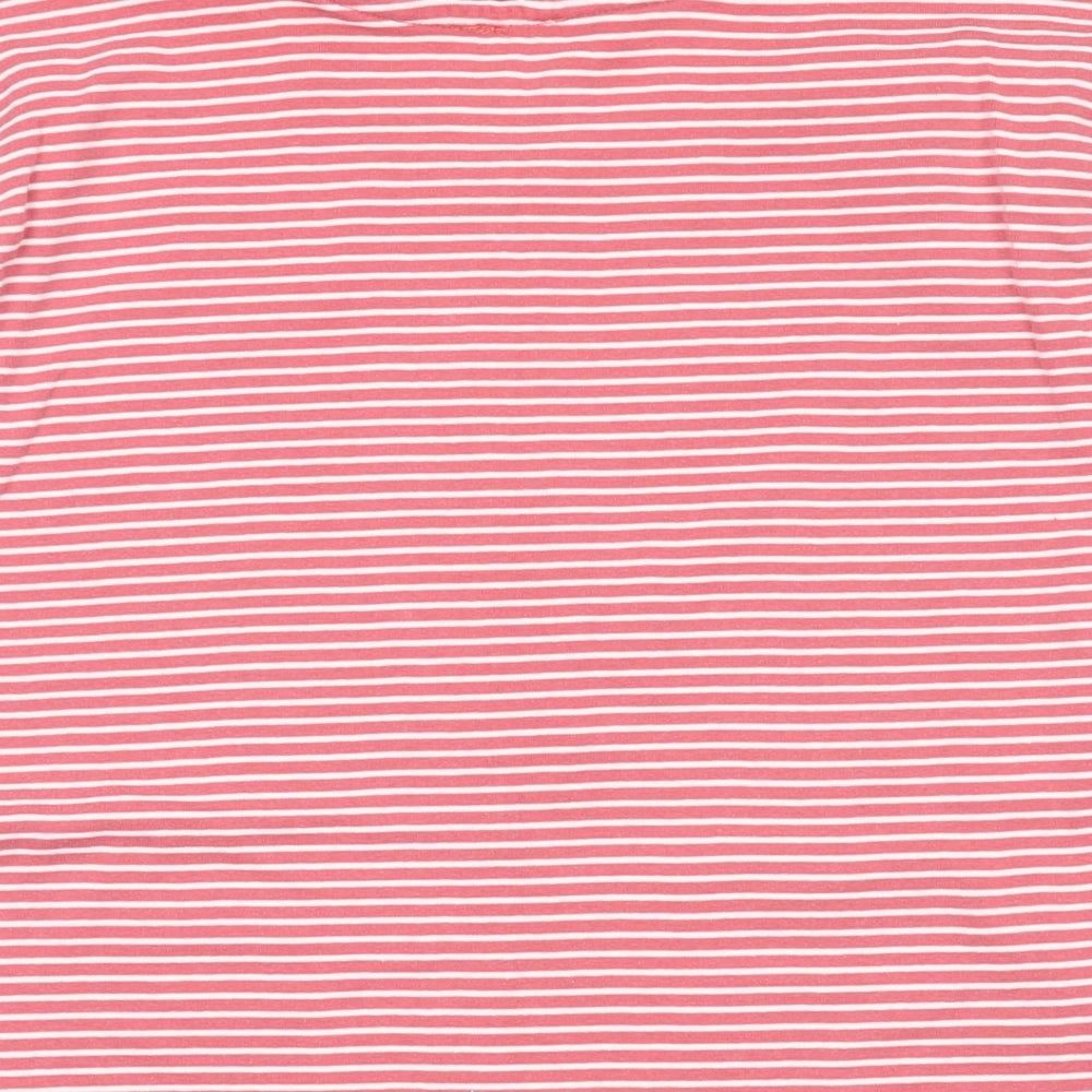 John Lewis Womens Red Striped Cotton Basic T-Shirt Size 18 Round Neck