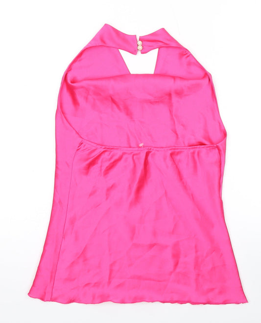 Boohoo Womens Pink Polyester Basic Tank Size 6 Halter