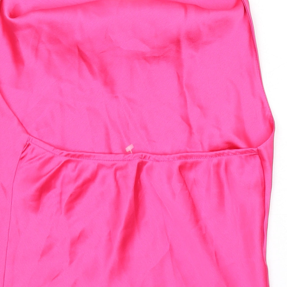 Boohoo Womens Pink Polyester Basic Tank Size 6 Halter
