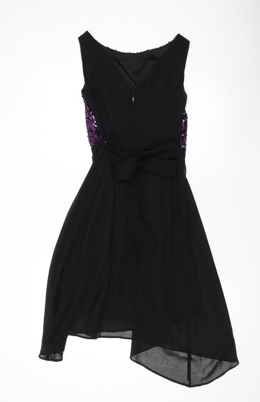 Dorothy Perkins Womens Purple Nylon A-Line Size 6 Scoop Neck Zip - Sequins