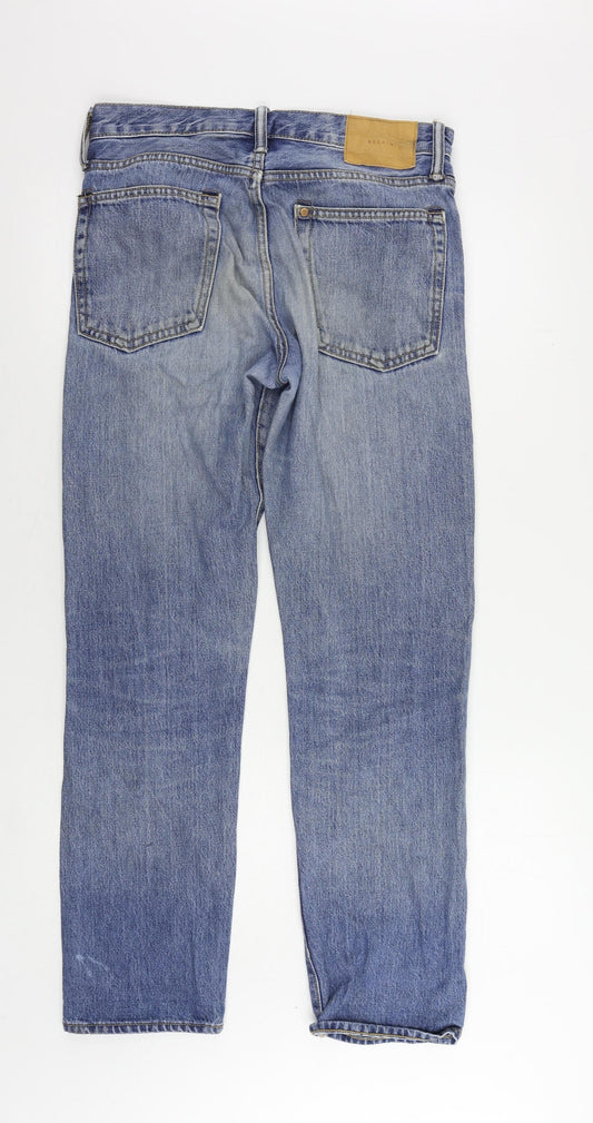 H&M Mens Blue Cotton Straight Jeans Size 30 in L31 in Regular Button