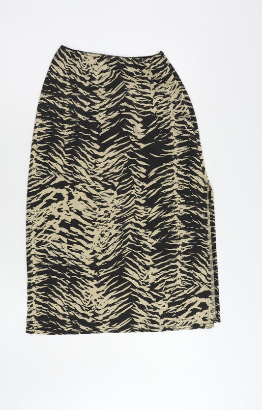 Nasty Gal Womens Black Animal Print Polyester A-Line Skirt Size 6 - Elastic Waist