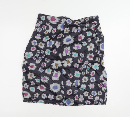 Great Plains Womens Blue Geometric Viscose A-Line Skirt Size 14 Zip