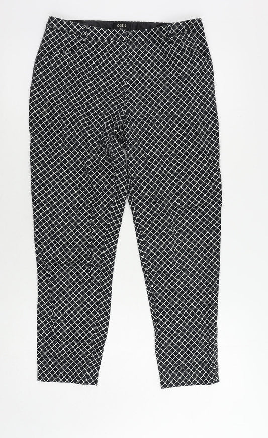 Womens UK Size 10 Oasis Regular Fit Cropped Black Trousers