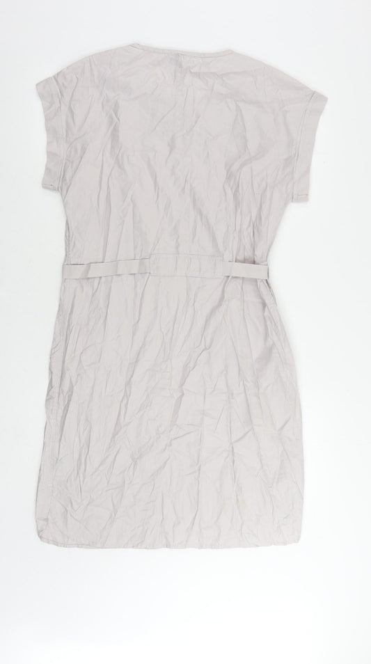 Gap Womens Grey Cotton A-Line Size S Round Neck Button - Adjustable Waist