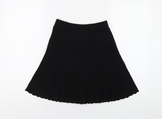 Princess Polly Womens Black Viscose Pleated Skirt Size M