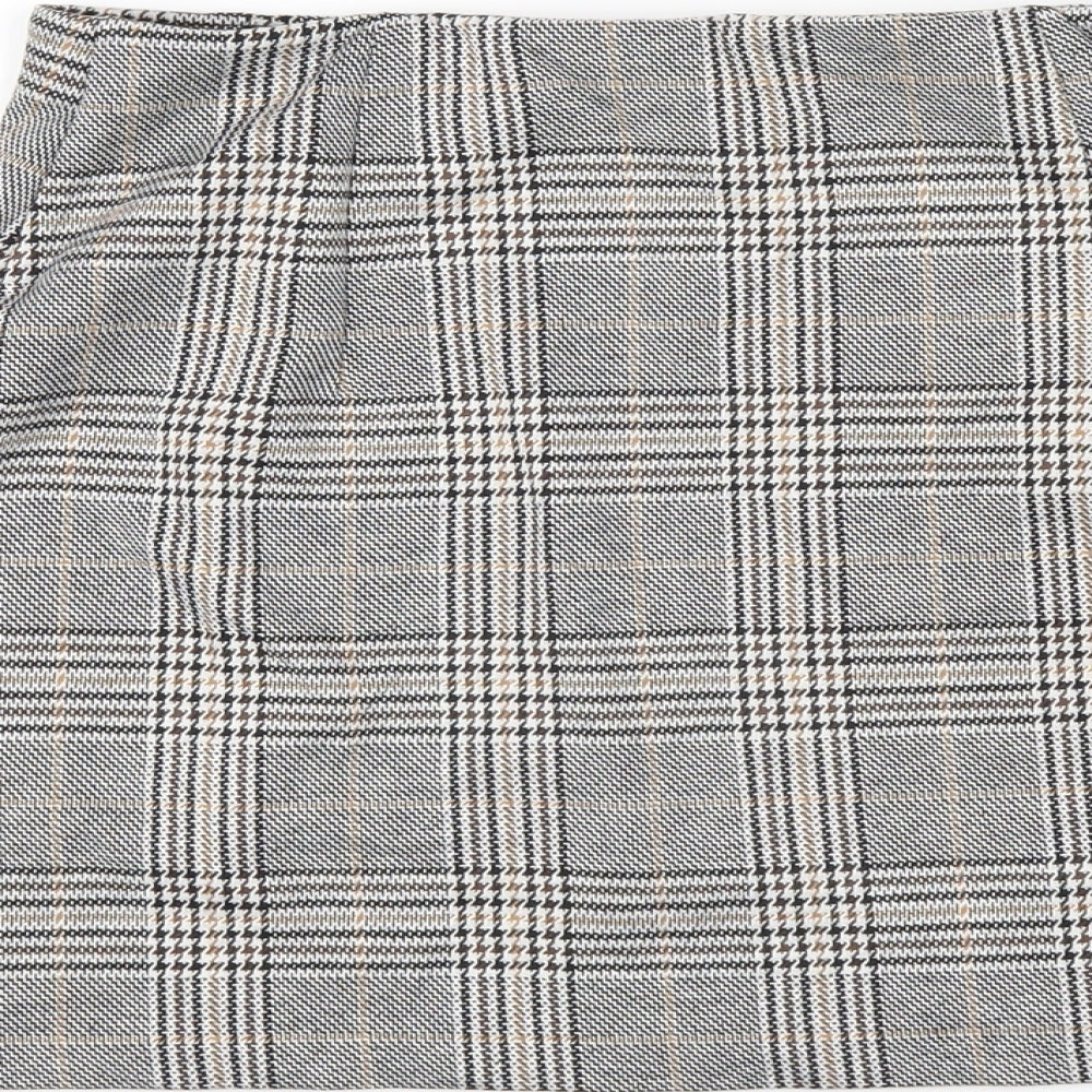 H&M Womens Grey Plaid Polyester Mini Skirt Size S