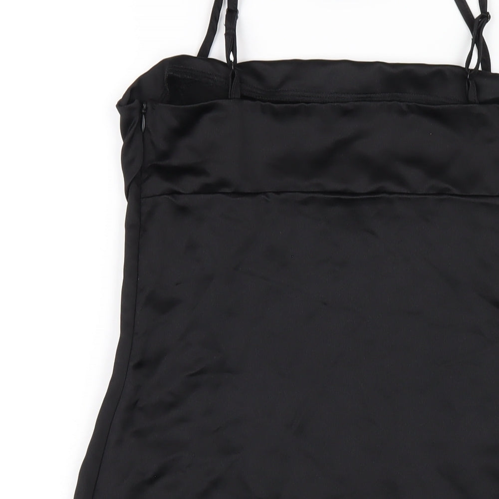 As You Womens Black Polyester Mini Size 10 Square Neck Zip