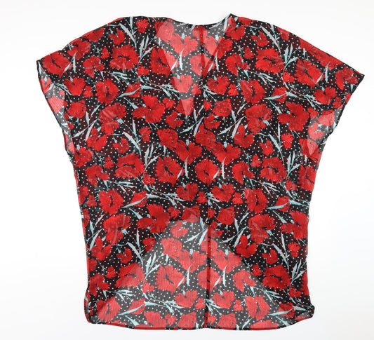 Bonmarché Womens Multicoloured Floral Polyester A-Line Size L V-Neck Pullover