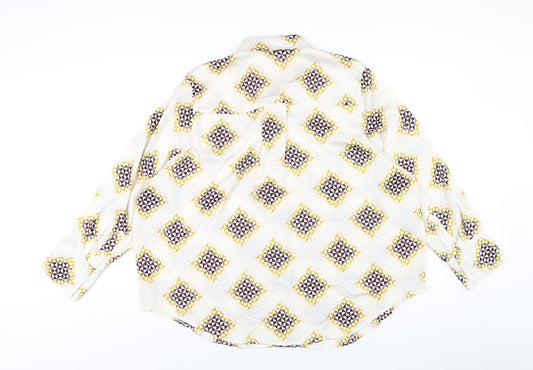 Autograph Womens Multicoloured Geometric Polyester Basic Button-Up Size 22 Collared