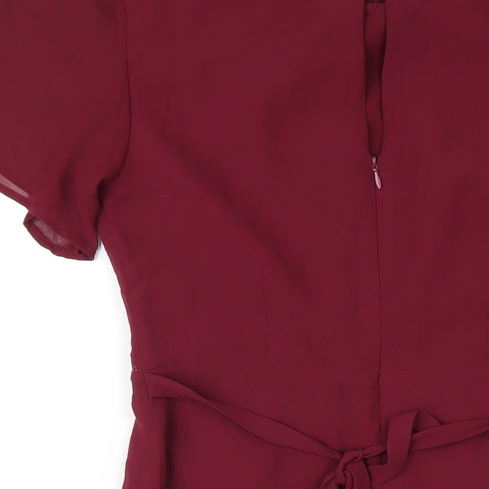 Oasis Womens Purple Polyester A-Line Size 10 Round Neck Zip