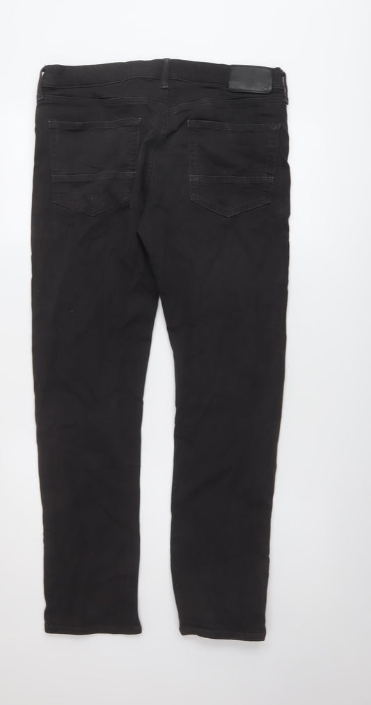 Marks and Spencer Mens Beige Cotton Straight Jeans Size 34 in L31 in Regular Button