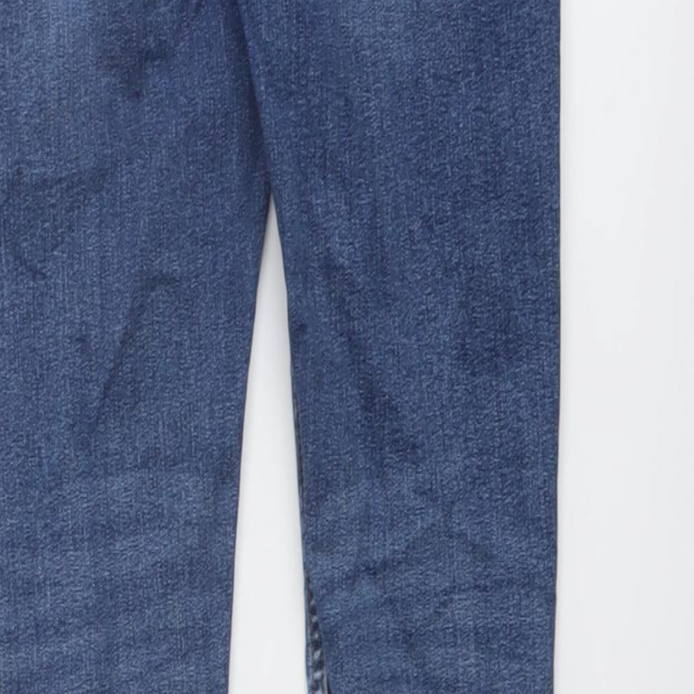 Marks and Spencer Girls Blue Cotton Skinny Jeans Size 11-12 Years Regular Button