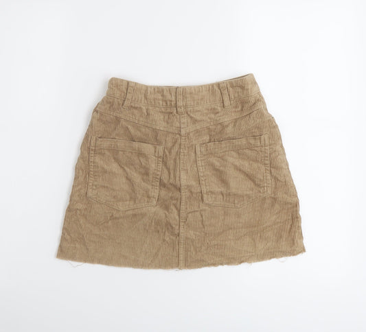 Bershka Womens Beige Cotton Mini Skirt Size XS Button