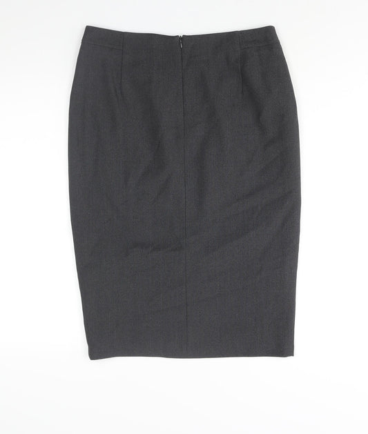 Marks and Spencer Womens Grey Polyester Straight & Pencil Skirt Size 12 Zip
