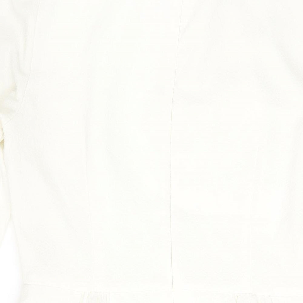 Oasis Womens White Polyester A-Line Size 16 Round Neck Zip - Button Detail