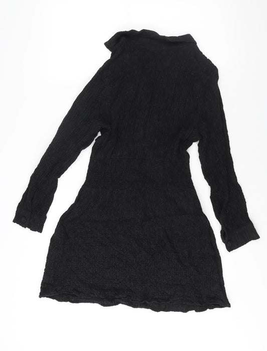 Zara Womens Black Acrylic A-Line Size S Collared Pullover